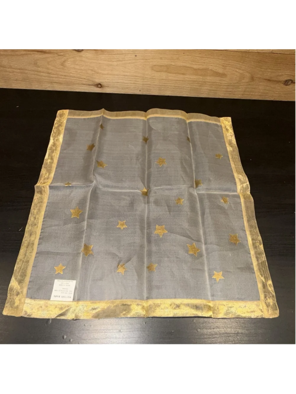 Pottery Barn Silk Gold Star Organza Napkin Replacement (1 Napkin Only) EUC